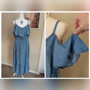 Old Navy Chambray Dress With Flutter Sleeves